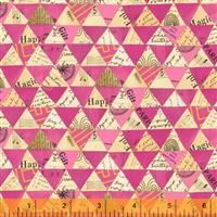 Wish- Collaged Triangles- Hot Pink/Metallic